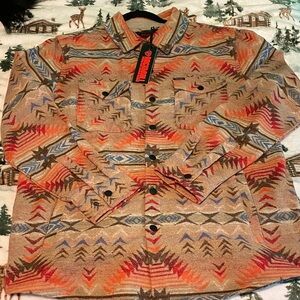 Rock&Roll Denim Aztec Button-Up Jacket